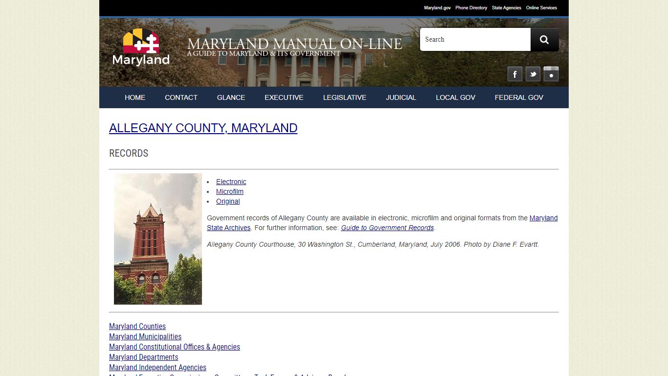 Allegany County, Maryland - Records